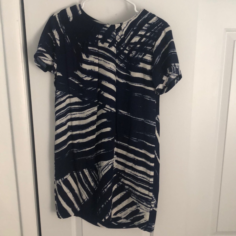 Navy and white shirt sleeve dress